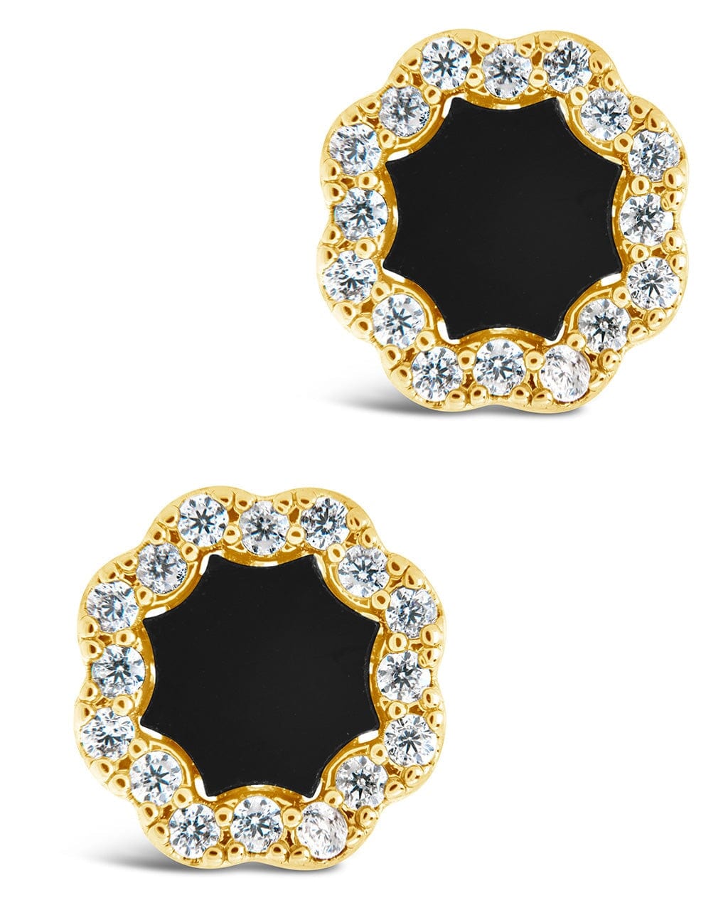 Bezel Frame Rose Petal Stud Earrings