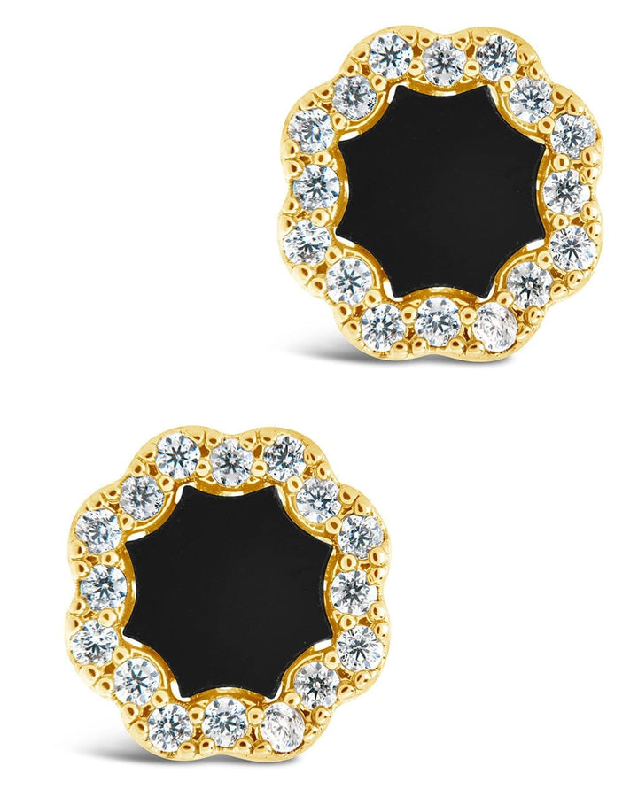 Bezel Frame Rose Petal Stud Earrings