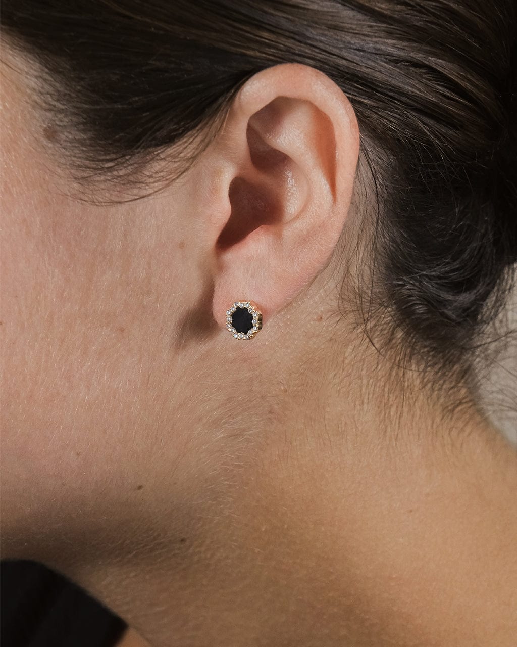 Bezel Frame Rose Petal Stud Earrings