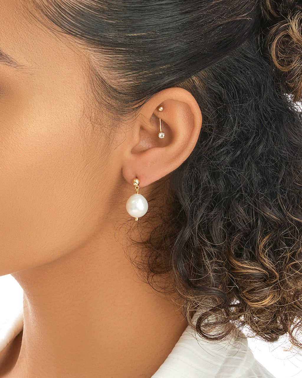 Large Baroque Pearl Drop Studs by Sterling Forever