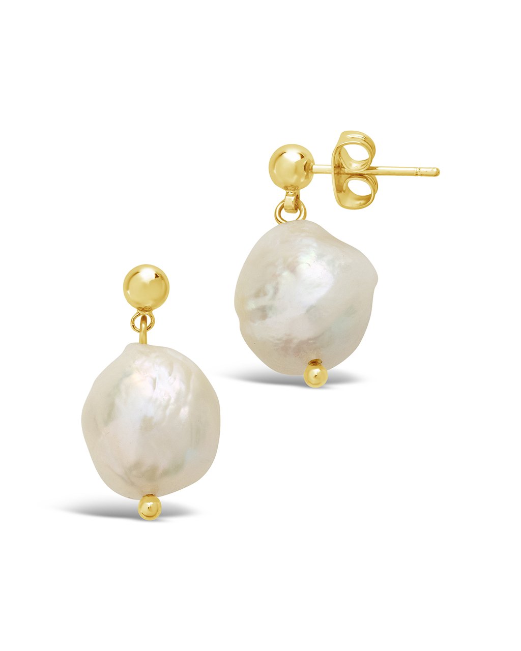 Large Baroque Pearl Drop Studs by Sterling Forever