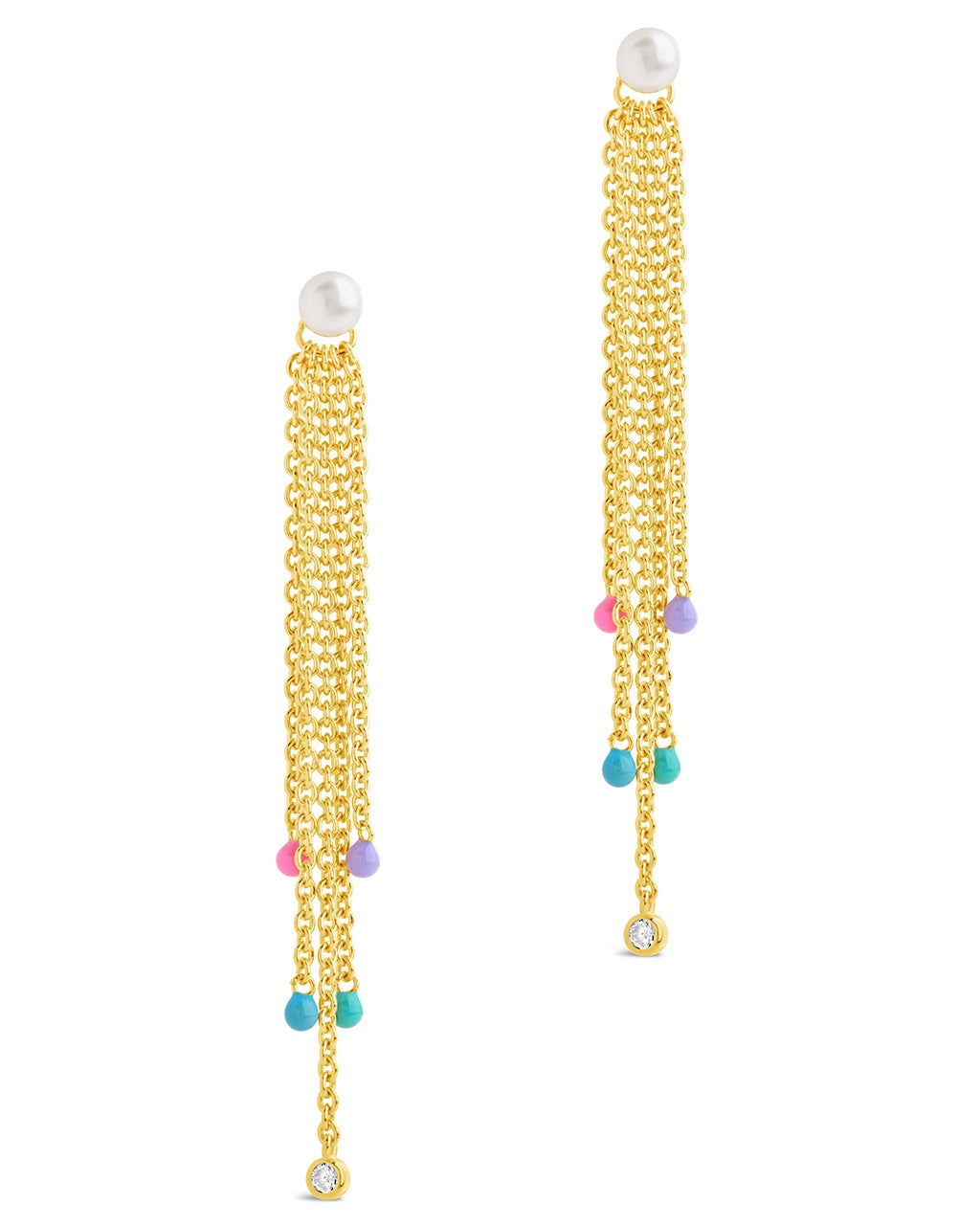 Delmare Enamel & Pearl Dangle Earrings by Sterling Forever