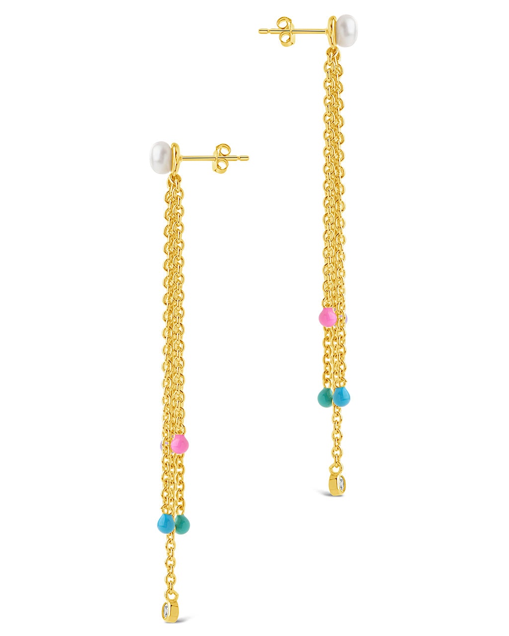 Delmare Enamel & Pearl Dangle Earrings by Sterling Forever