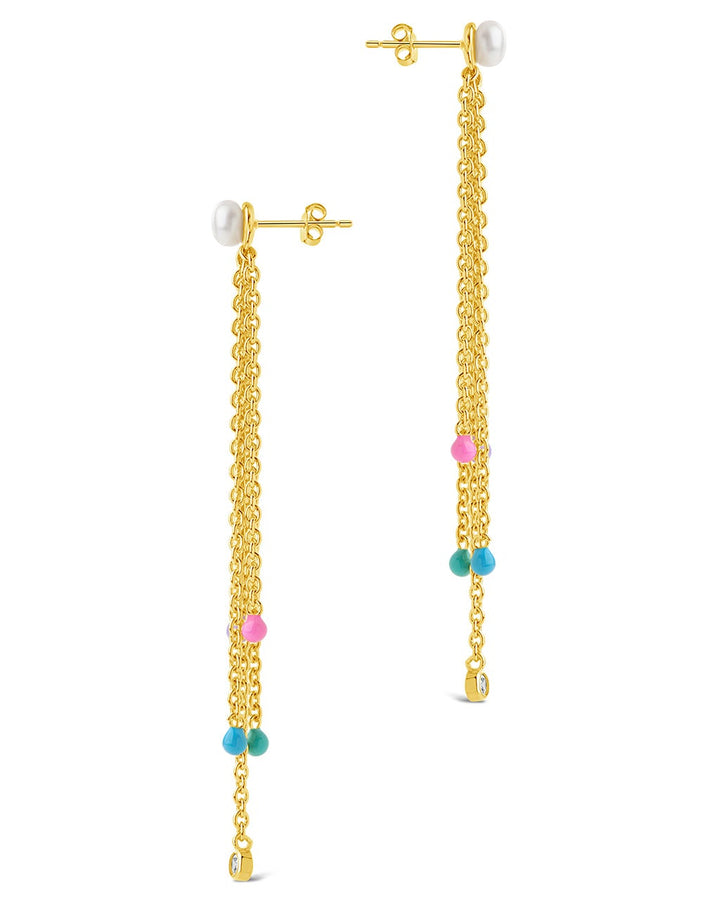 Delmare Enamel & Pearl Dangle Earrings by Sterling Forever
