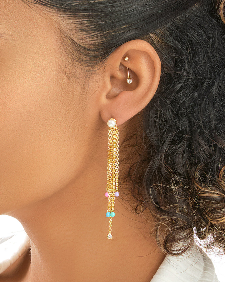 Delmare Enamel & Pearl Dangle Earrings by Sterling Forever