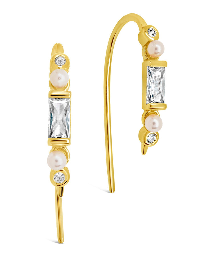 Nadia CZ & Pearl Threader Earrings by Sterling Forever
