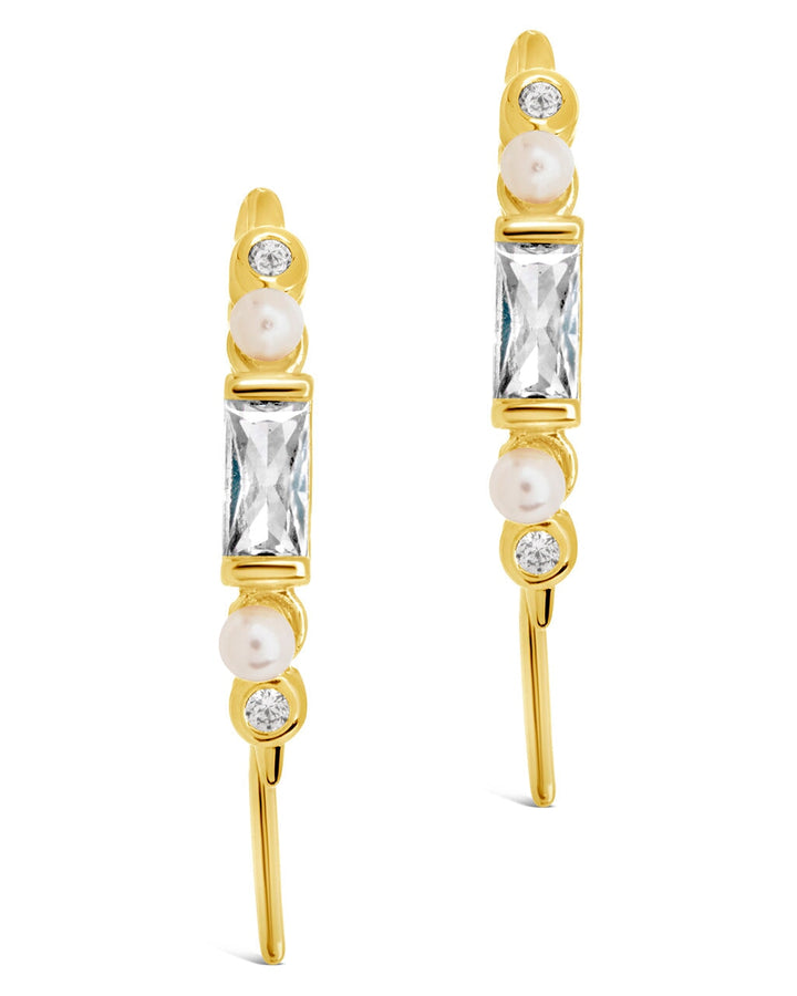 Nadia CZ & Pearl Threader Earrings by Sterling Forever