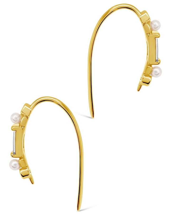 Nadia CZ & Pearl Threader Earrings by Sterling Forever