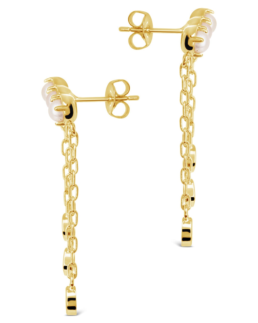 Rhiannon Dangling CZ & Pearl Tiered Stud Earrings by Sterling Forever