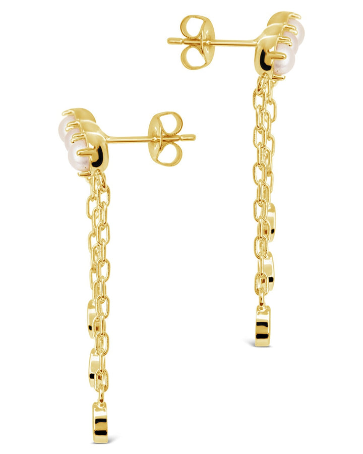 Rhiannon Dangling CZ & Pearl Tiered Stud Earrings by Sterling Forever