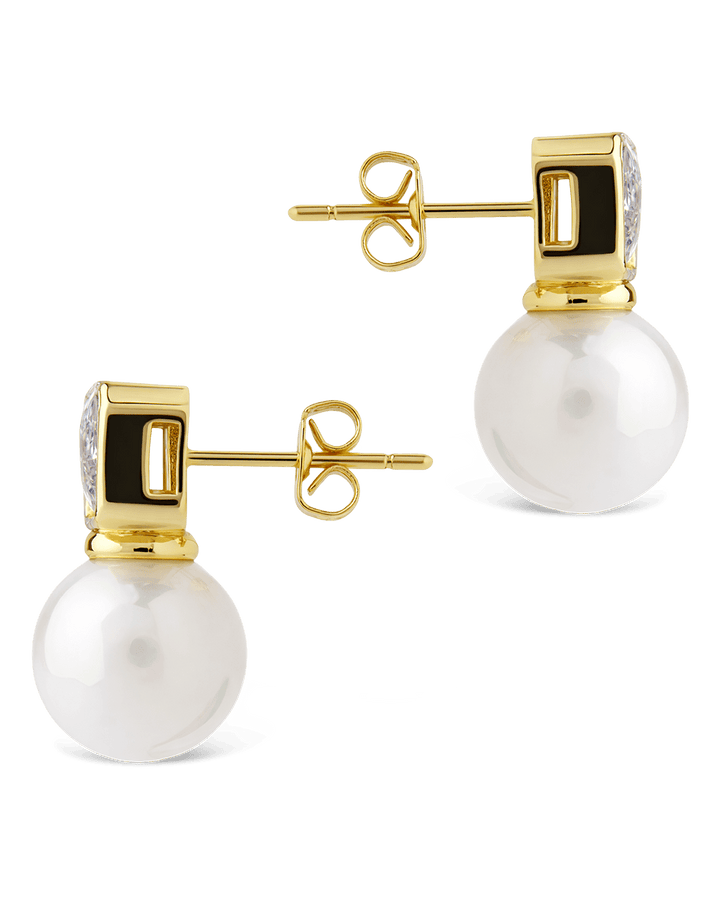 Hilda Pearl & Emerald Cut CZ Studs