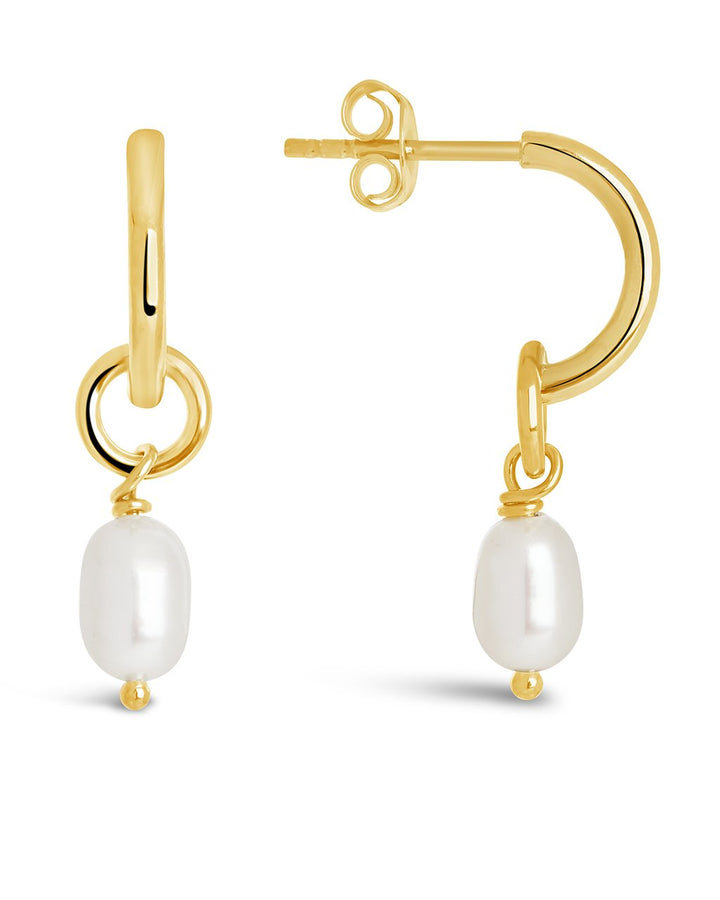 Pearl Drop Hoop Earrings