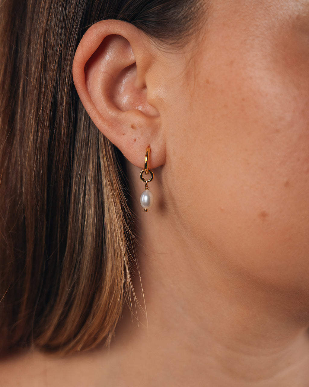 Pearl Drop Hoop Earrings