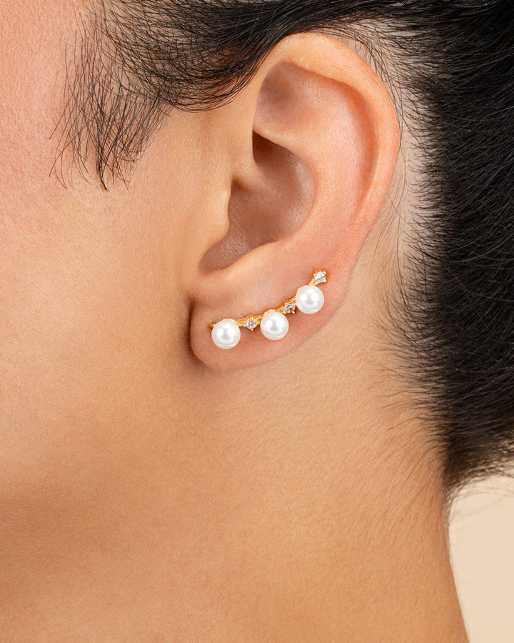 Siena CZ & Pearl Threader Earrings