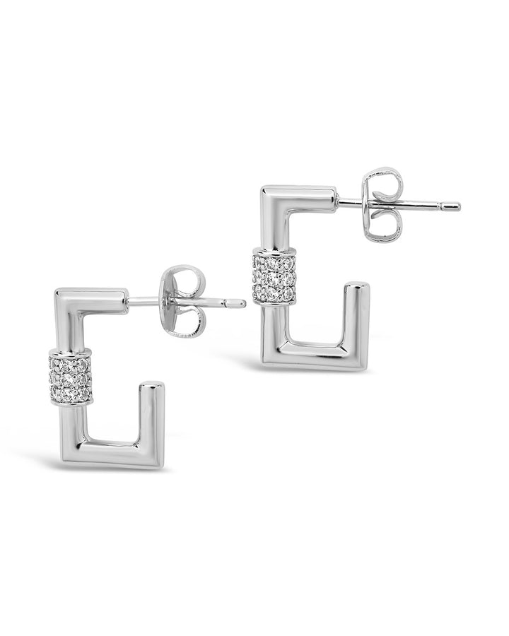 Square CZ Carabiner Clip Huggie Hoops by Sterling Forever