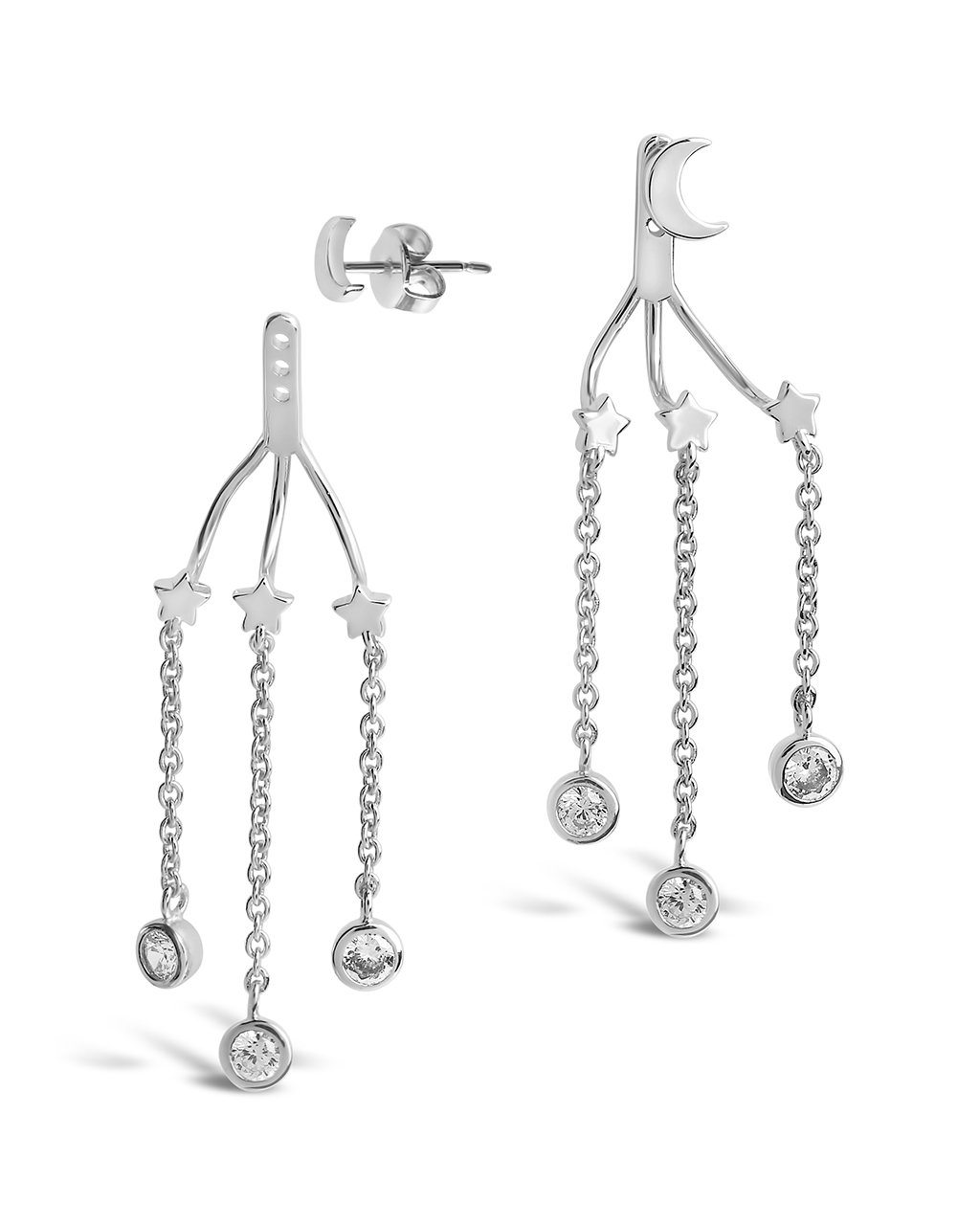 Moon & Star Jacket Earrings