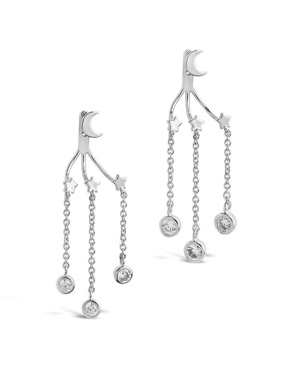 Moon & Star Jacket Earrings