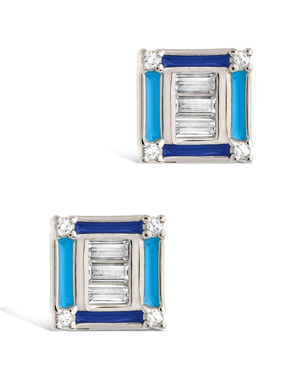 Luella CZ & Enamel Square Stud Earrings by Sterling Forever