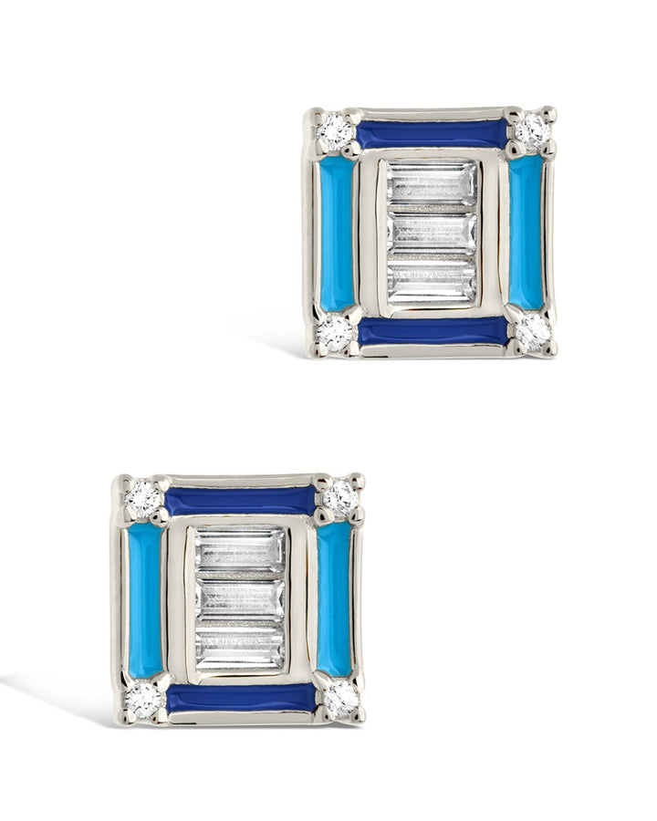 Luella CZ & Enamel Square Stud Earrings by Sterling Forever