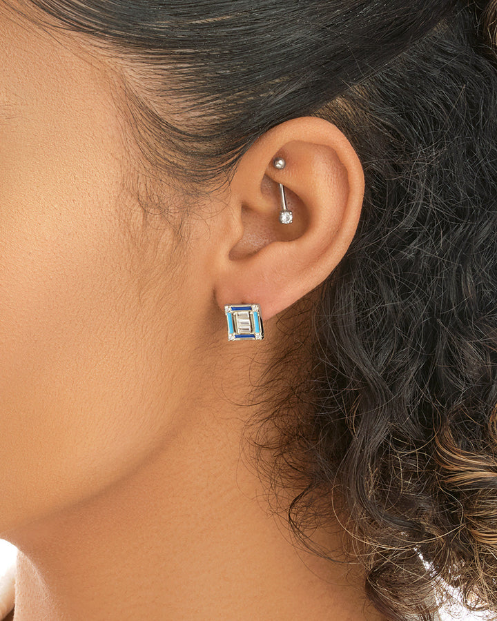 Luella CZ & Enamel Square Stud Earrings by Sterling Forever