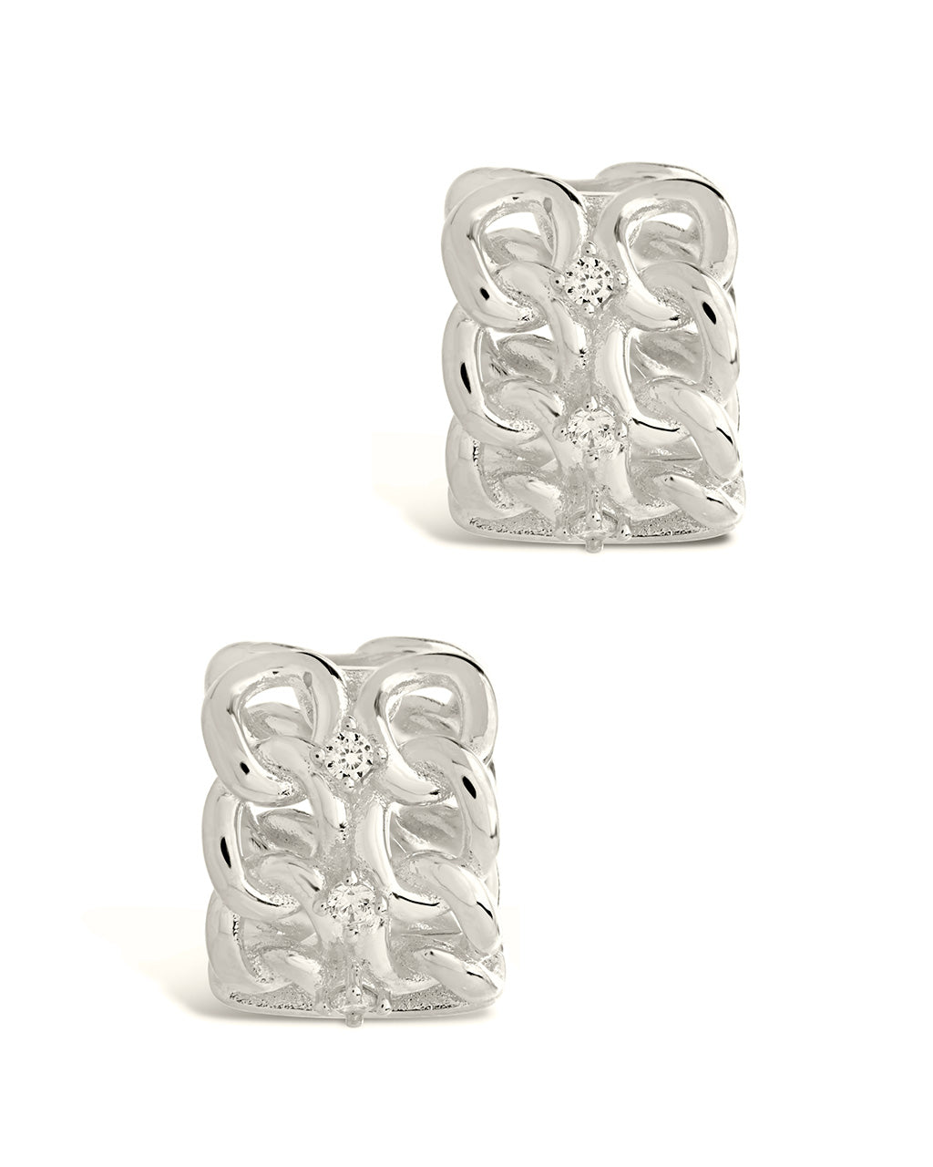 Carleene CZ Chain Huggie Hoop Earrings by Sterling Forever