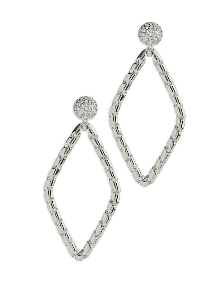 Geometric CZ Diamond Drop Stud Earrings