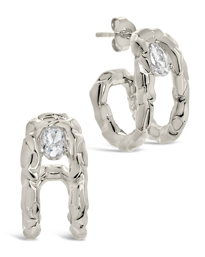Mavis CZ Molten Metal Folded Hoop Earrings by Sterling Forever