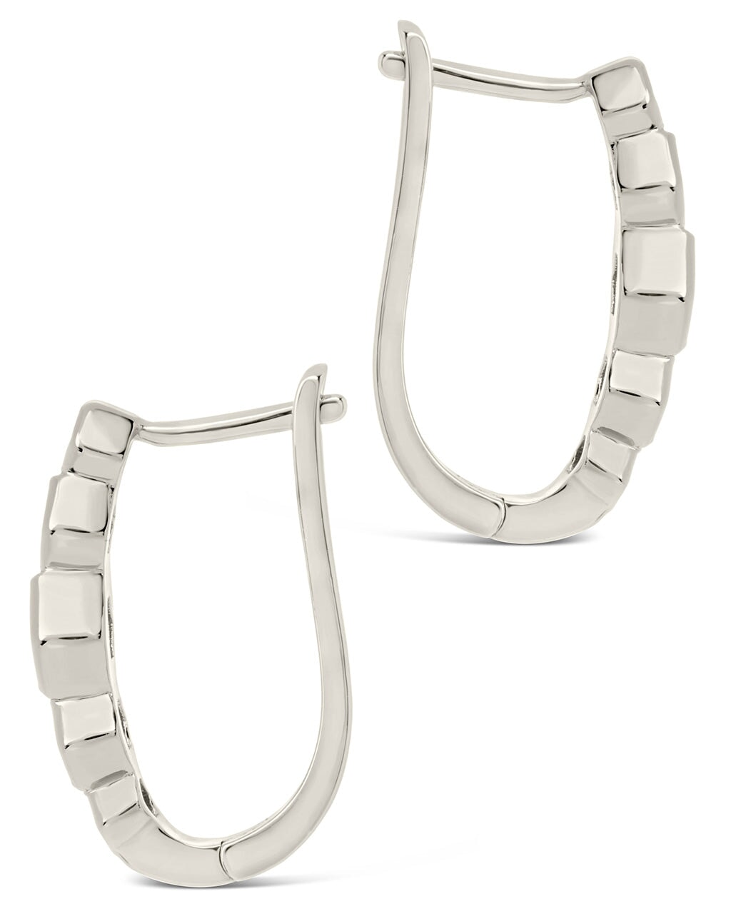 Gia Geometric CZ Latch Hoop Earrings by Sterling Forever