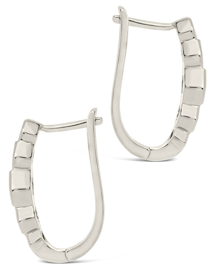 Gia Geometric CZ Latch Hoop Earrings by Sterling Forever