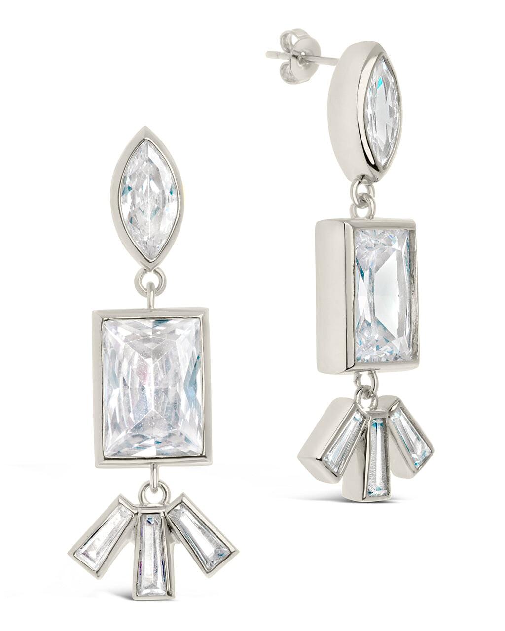 Bella Square & Oval CZ Drop Earrings by Sterling Forever