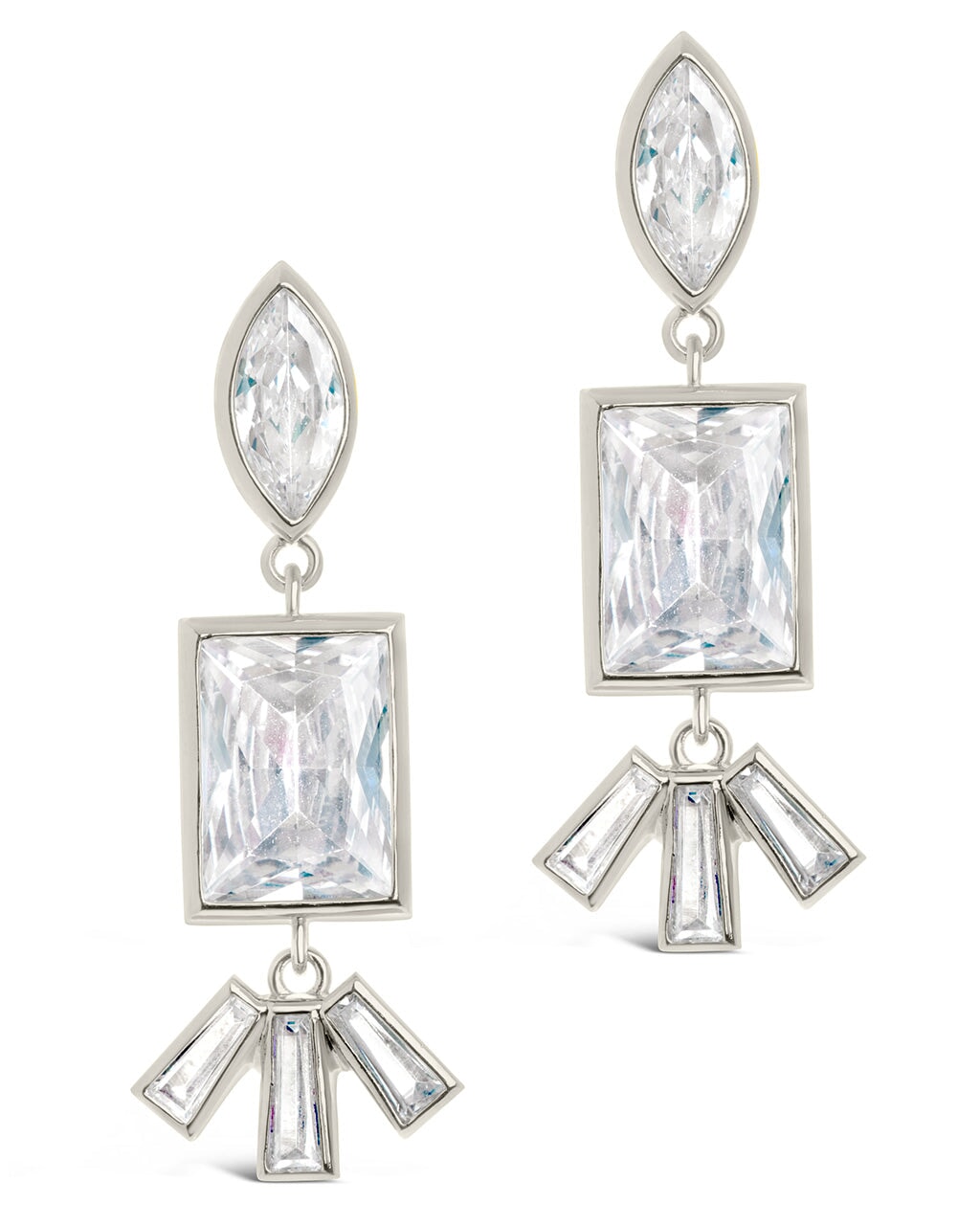 Bella Square & Oval CZ Drop Earrings by Sterling Forever