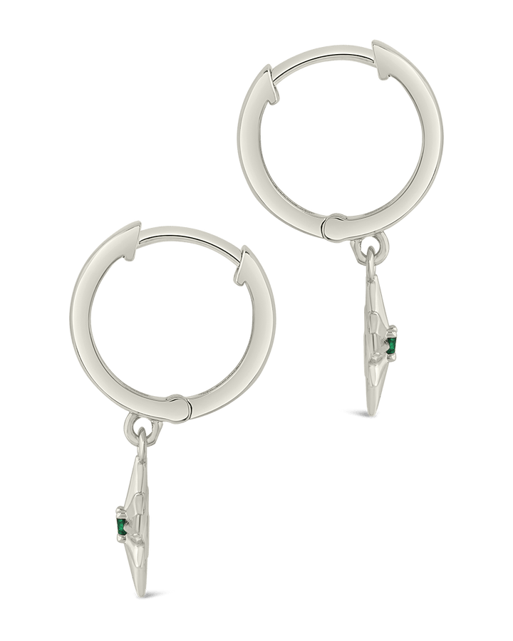 Demi CZ Burst Charm Hoop Earrings