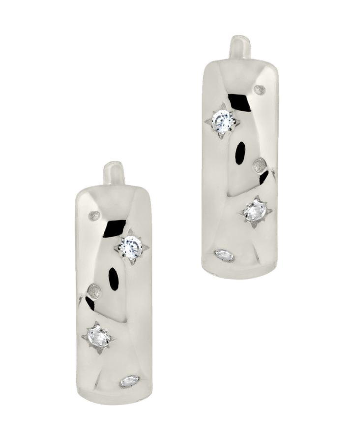 Greer CZ Burst Micro Hoop Earrings