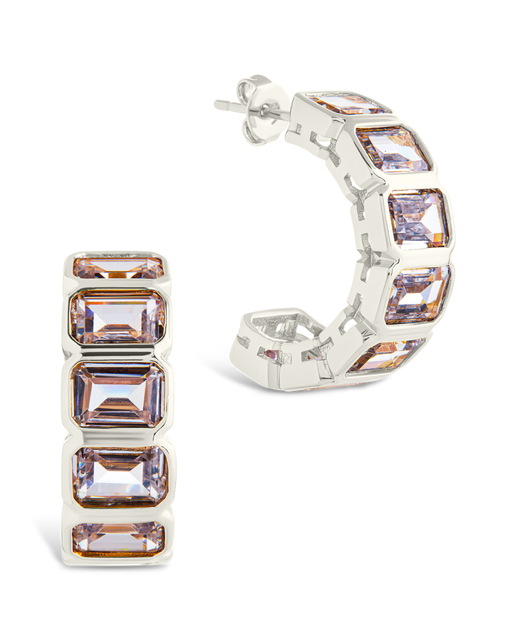 Nyssa Bezel CZ Station Hoop Earrings