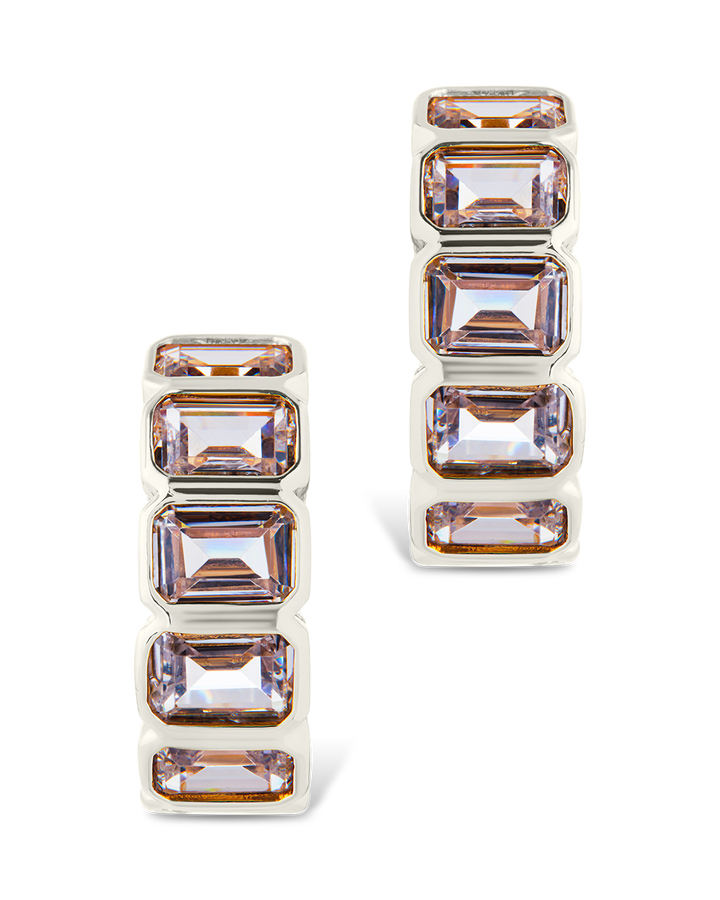 Nyssa Bezel CZ Station Hoop Earrings