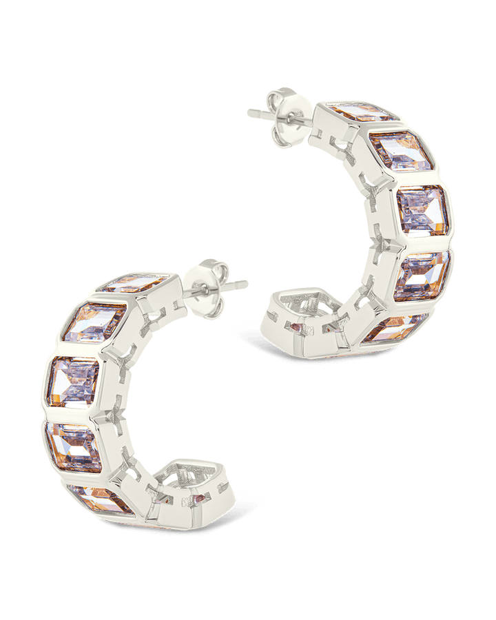 Nyssa Bezel CZ Station Hoop Earrings
