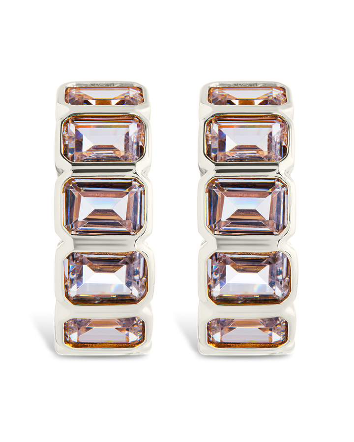 Nyssa Bezel CZ Station Hoop Earrings