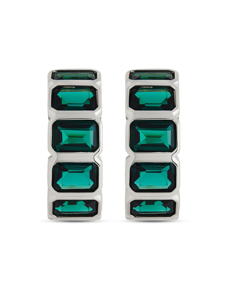 Nyssa Bezel CZ Station Hoop Earrings