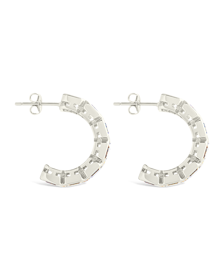 Nyssa Bezel CZ Station Hoop Earrings