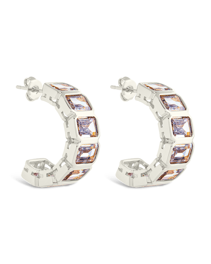 Nyssa Bezel CZ Station Hoop Earrings