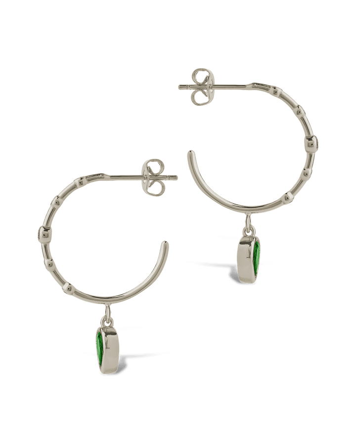 Bezel CZ Station Hoop Earrings