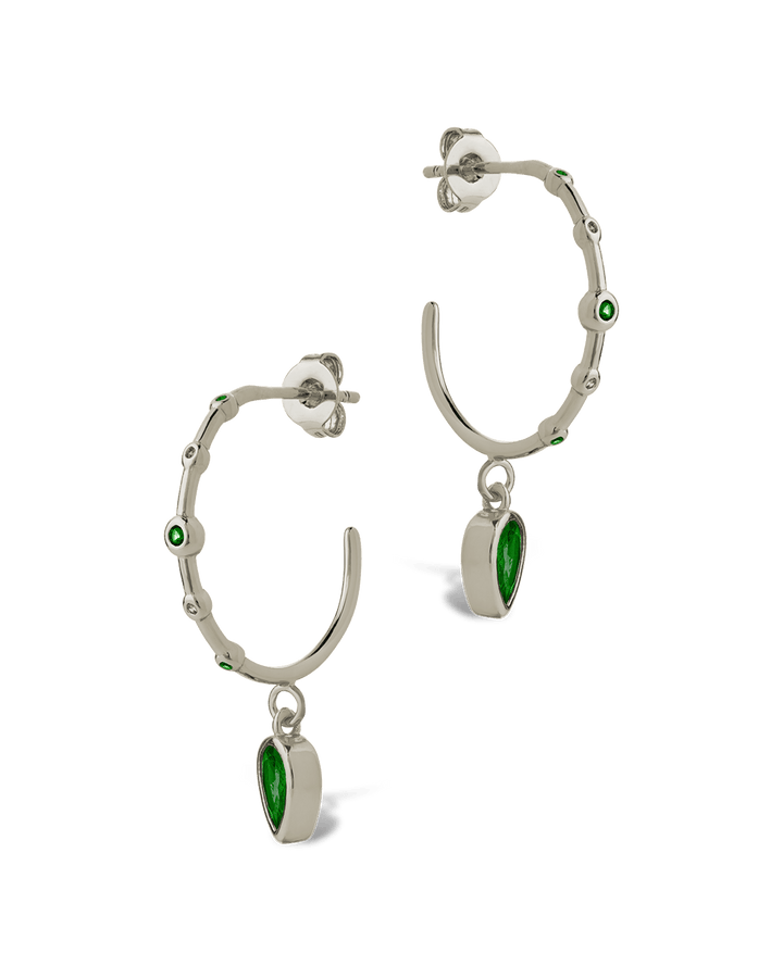 Bezel CZ Station Hoop Earrings