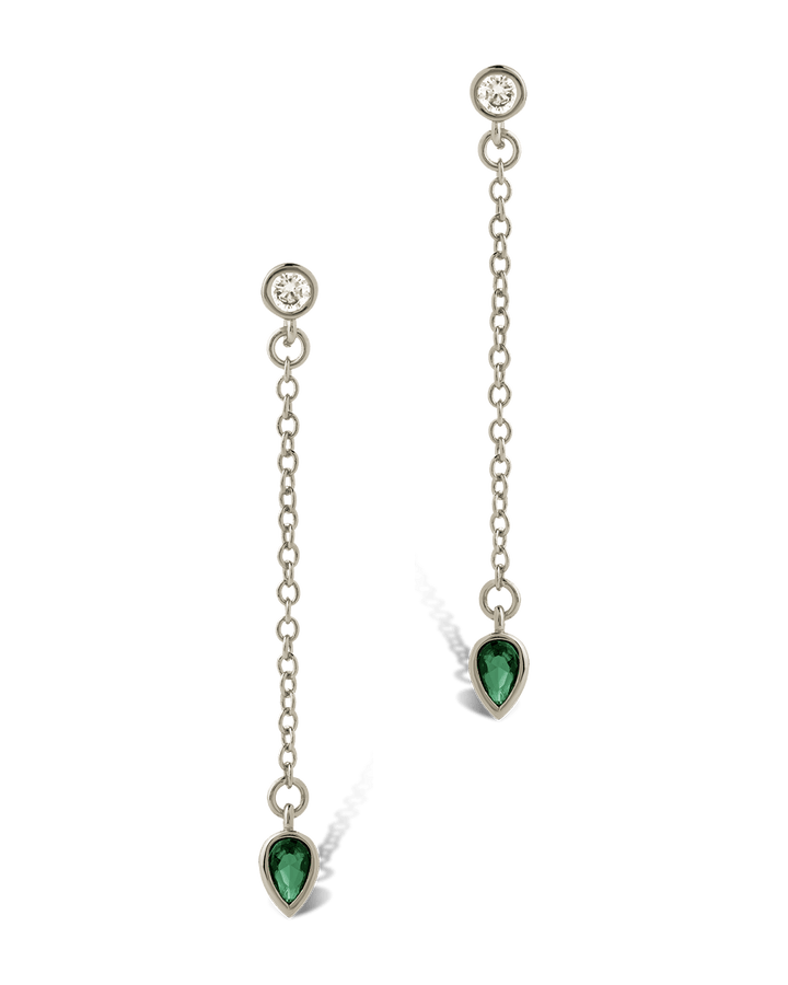 Delicate Chain Link CZ Drop Earrings
