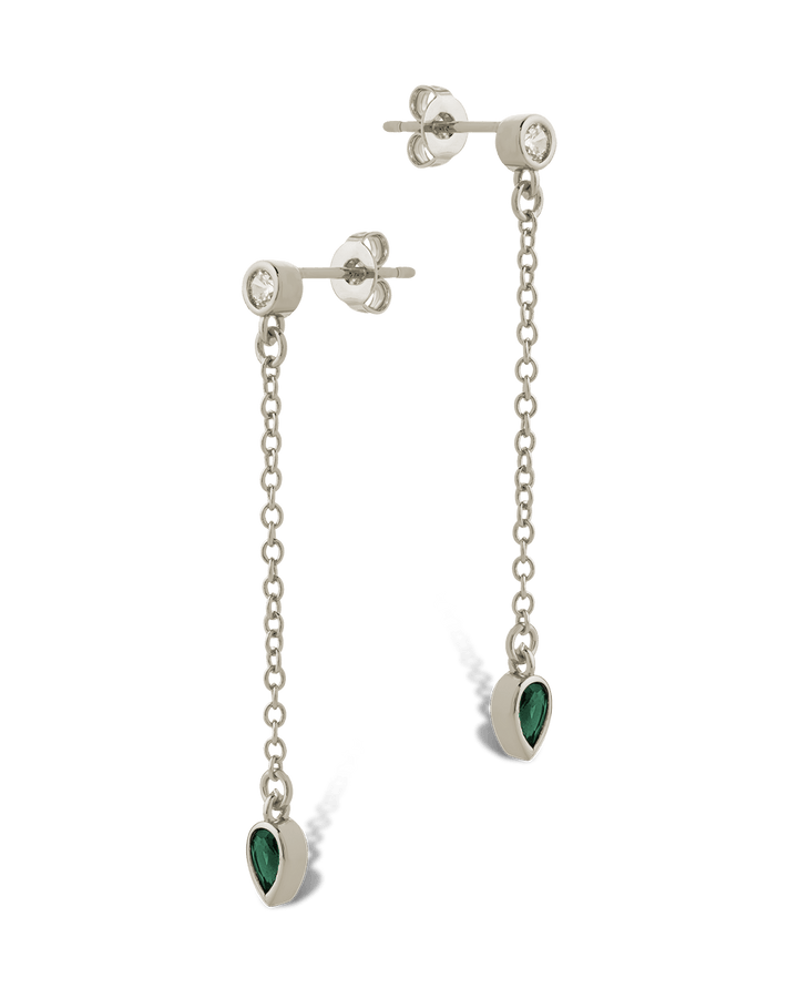 Delicate Chain Link CZ Drop Earrings