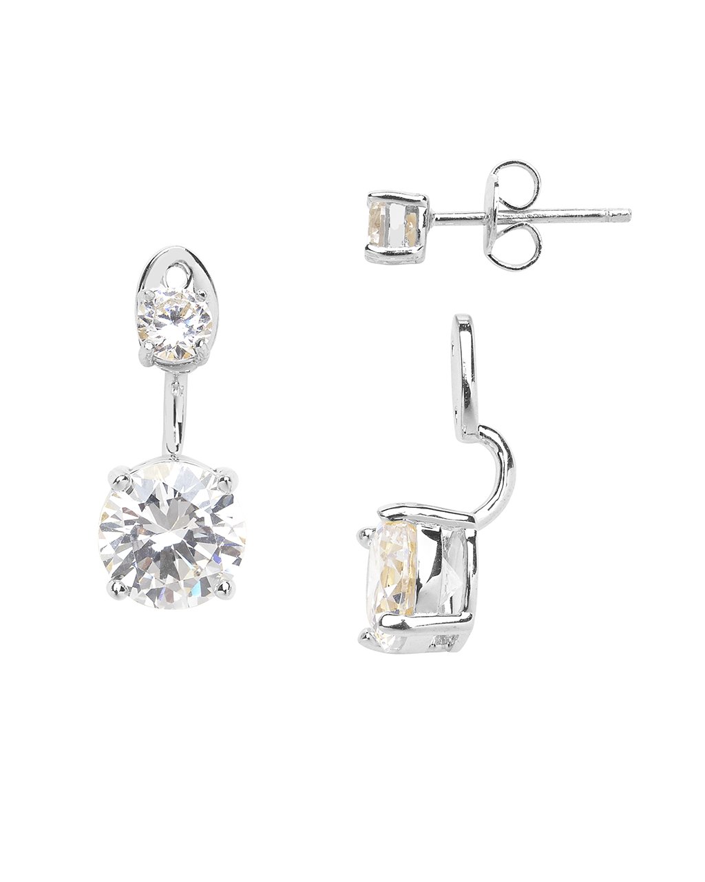 Brilliant CZ Stud Jacket Earrings