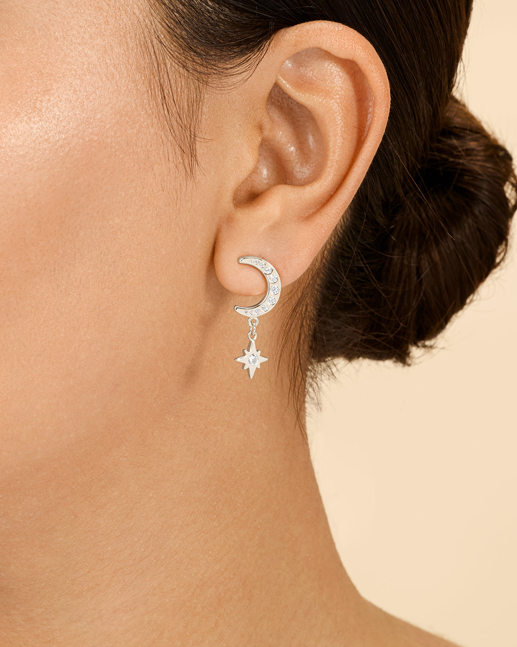 Crescent & Star Drop Studs