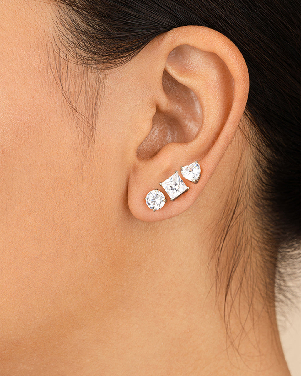 Statement CZ Stud Set of 3