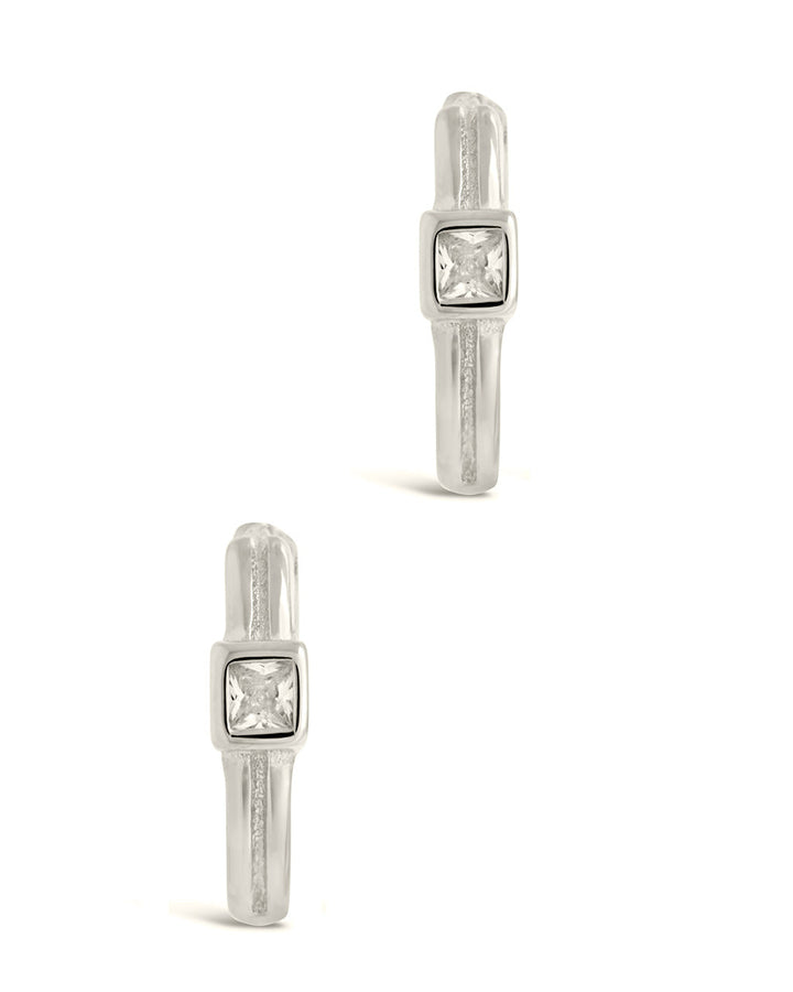 Sterling Silver Square Cut CZ Micro Hoop Earrings by Sterling Forever