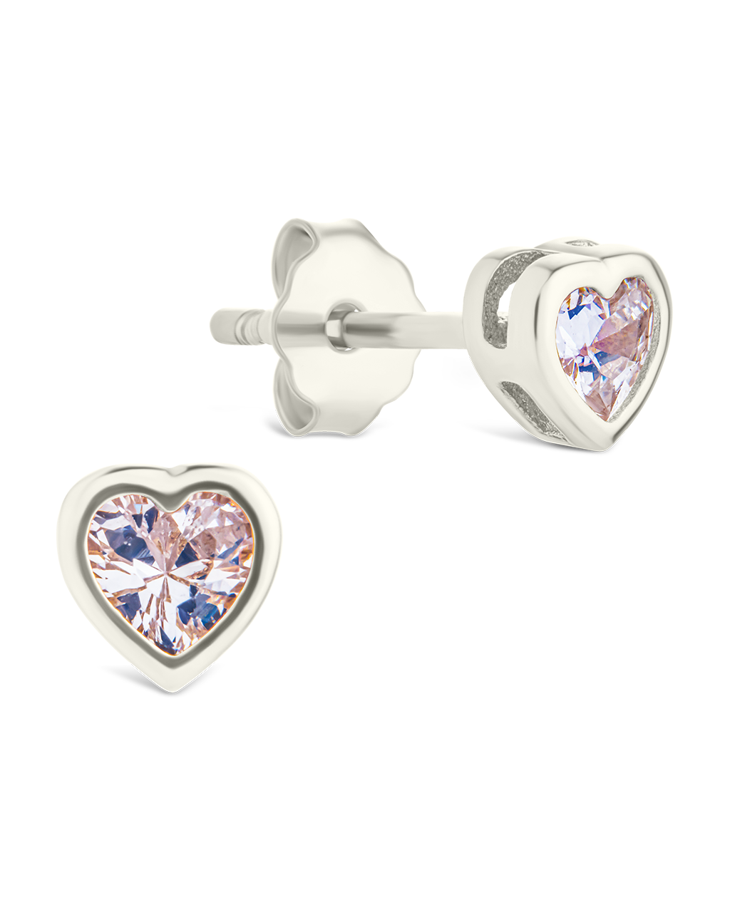 Bezel Set CZ Heart Studs