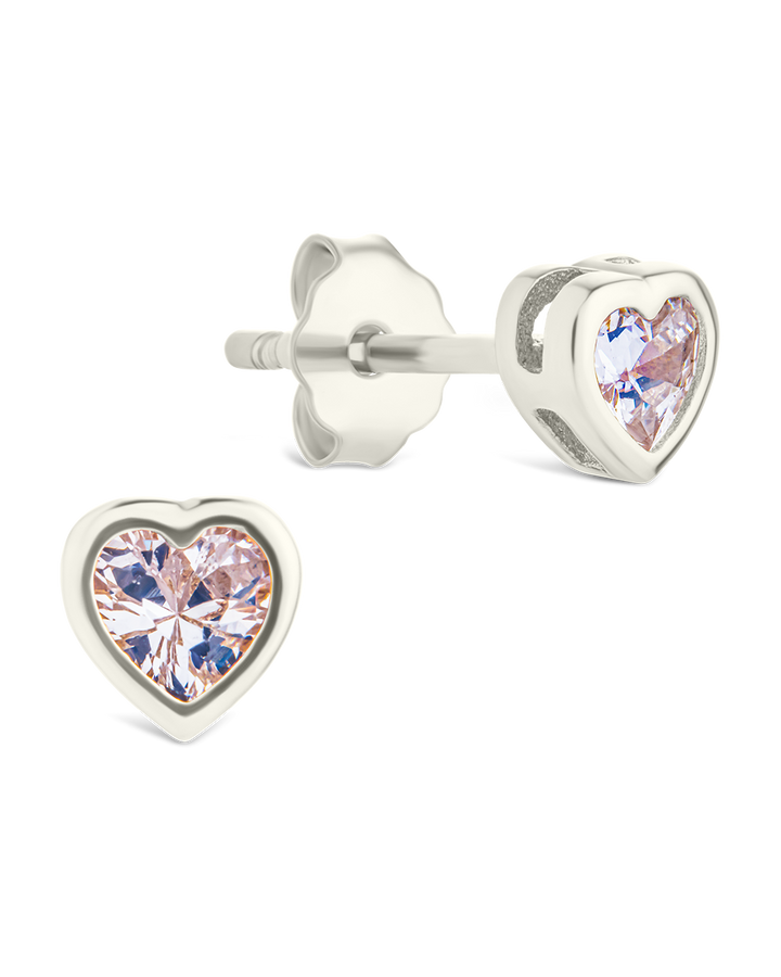 Bezel Set CZ Heart Studs